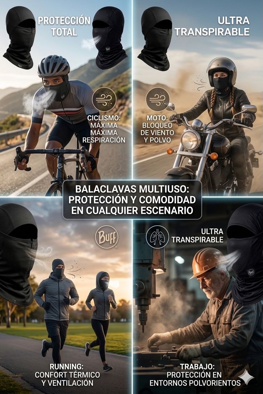 10 Buff Balaclava Capucha Malla Transpirable Termico