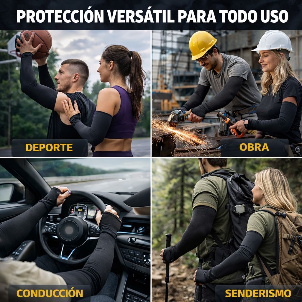 10 Pares Mangas Protección Solar Negro Unisex Anti Uv